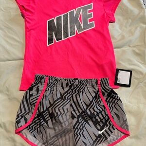 Nike Hot Pink Tee and Geometric Shorts Set